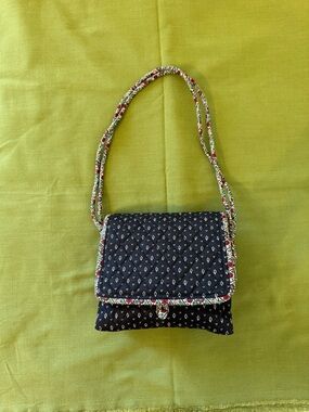 Vera Bradley Navy Quilted Crossbody with Multicolor Trim